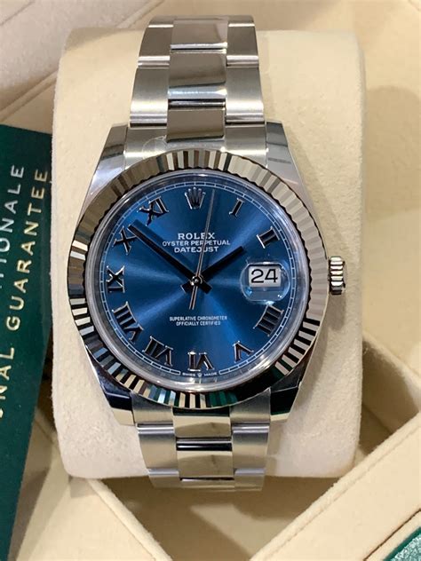 rolex datejust blue dial 41 mm|rolex datejust 41 blue motif.